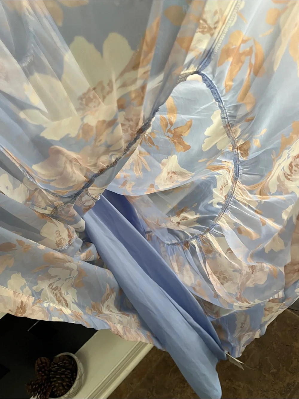 Abercrombie & Fitch Emerson Organza Light Blue Floral Maxi Dress